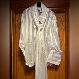 gretchen scott billow tie blouse white Medium M New New